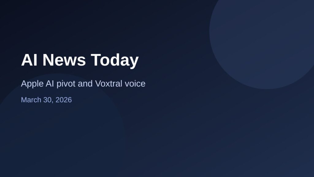 AI News Today featured image with Apple AI pivot and Voxtral voice