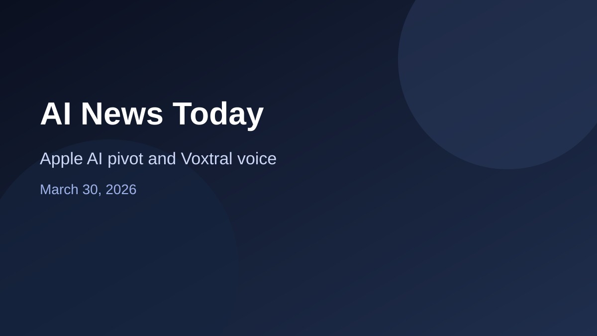 AI News Today featured image with Apple AI pivot and Voxtral voice