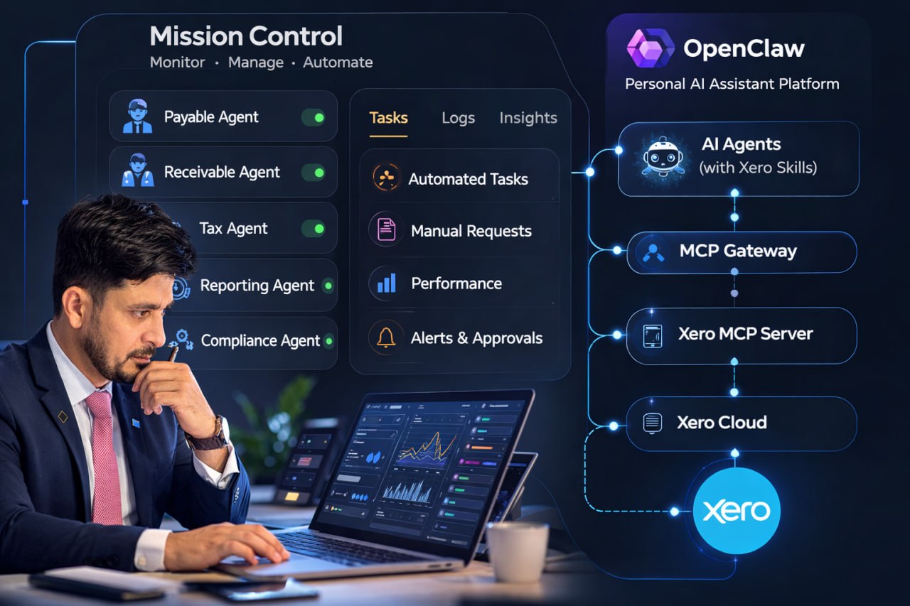 AI accounting and finance control tower illustration